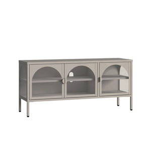 Vitrinszekrény Klippestad acél 118x35x55 cm teveszín [en.casa]