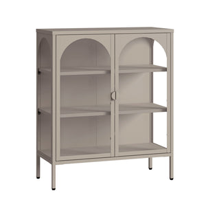 Vitrines szekrény Klippestad acél 95x80x35 cm teveszín [en.casa]
