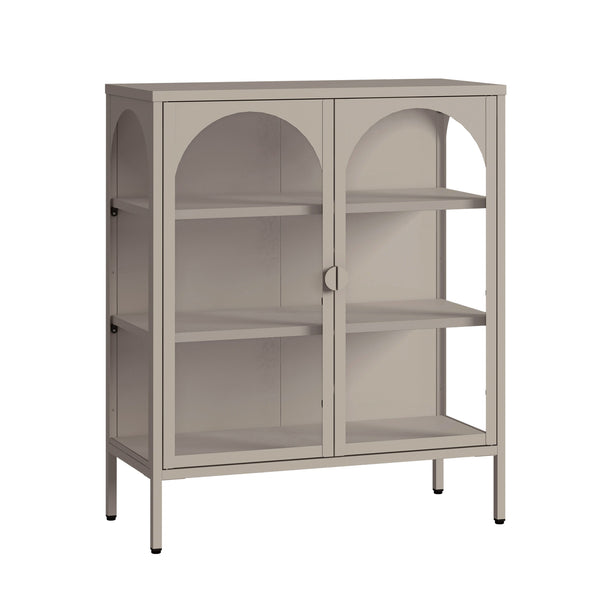 Vitrines szekrény Klippestad acél 95x80x35 cm teveszín [en.casa]