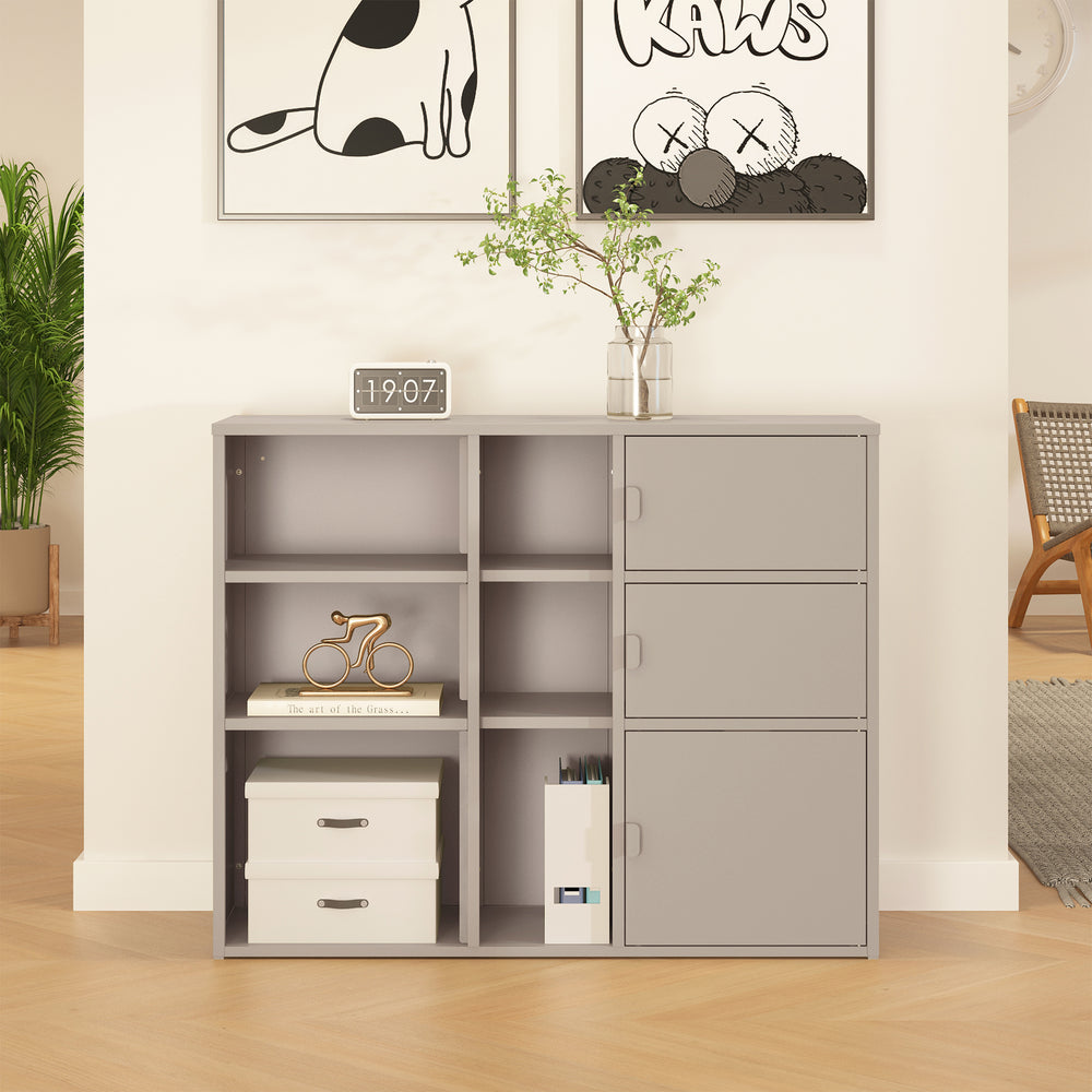 Irodai szekrény Kliri acél 100x32x81 cm teveszín [en.casa]