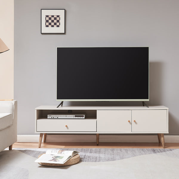 TV szekrény Hallevil 150x39x45 cm világosszürke [en.casa]