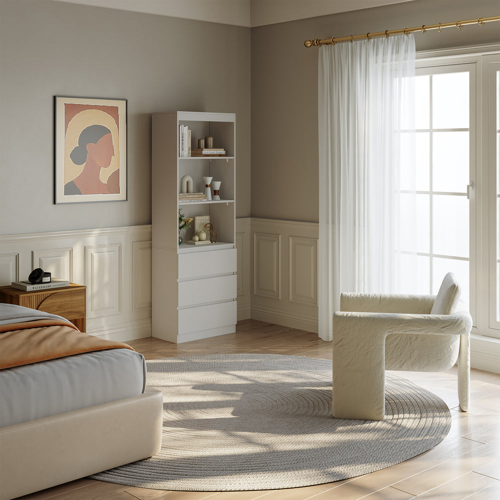 Könyvespolc Les 3 fiókkal 180x60x35 cm fehér [en.casa] - premiumXL