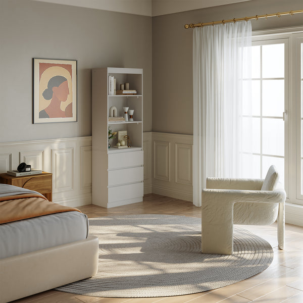Könyvespolc Les 3 fiókkal 180x60x35 cm fehér [en.casa]