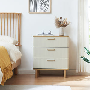 Komód Ferrersp 3 fiókkal 70x60x40 cm tölgyfa hatású/homokszín [en.casa]