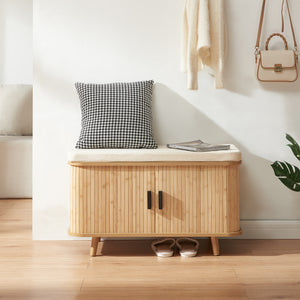 Cipősszekrény ülőpárnával Tvedestrand 50x80x40 cm bambusz/beige [en.casa]