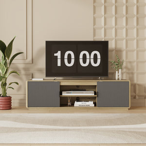 TV szekrény Trömi 150x40x43 cm tölgyfa hatású/szürke [en.casa]