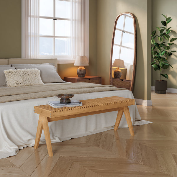 Ülőpad Lasdarvoo 120x35x45 cm bambusz natúr [en.casa]