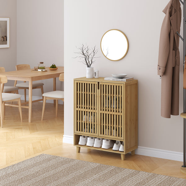 Cipősszekrény Sirgerg 91x72x35 cm bambusz natúr [en.casa]