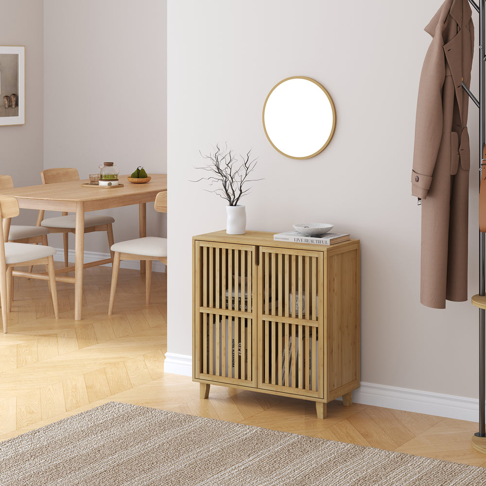 Multifunkciós szekrény Sirgerg 77x72x33 cm bambusz natúr [en.casa]