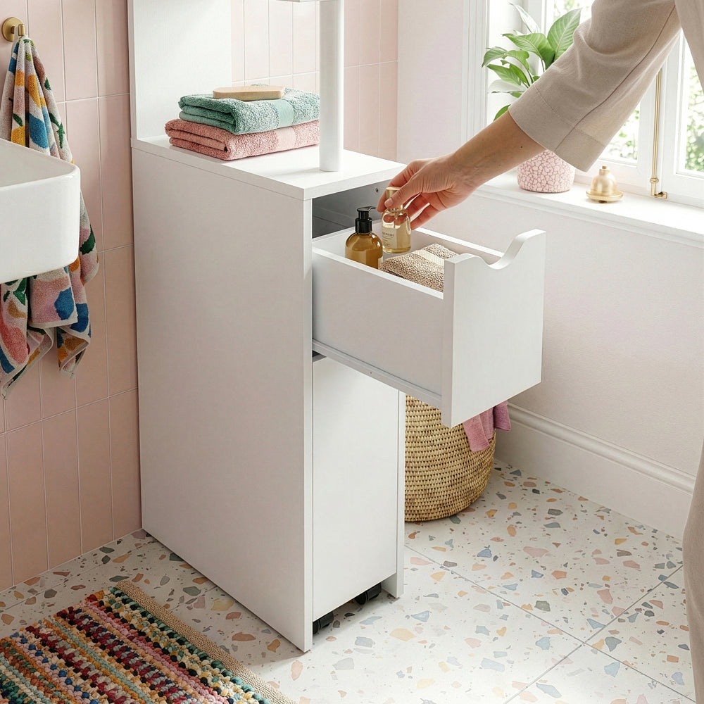 Fiókos polc Fadeskimma 113x19x45 cm Fehér [en.casa]