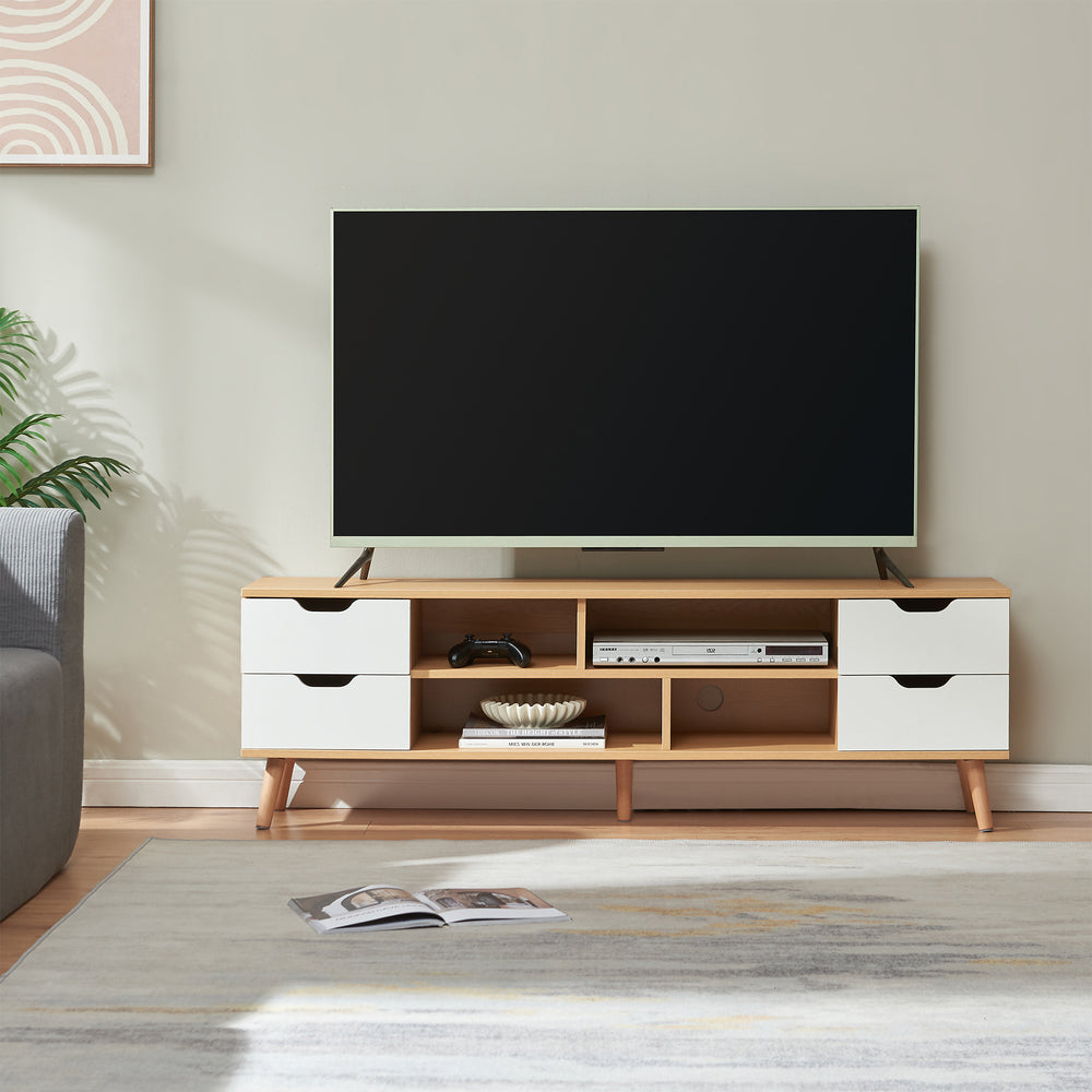 TV szekrény Bordkak 140x30x45 cm tölgyfa hatású/fehér [en.casa]