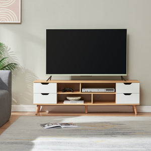 TV szekrény Bordkak 140x30x45 cm tölgyfa hatású/fehér [en.casa]