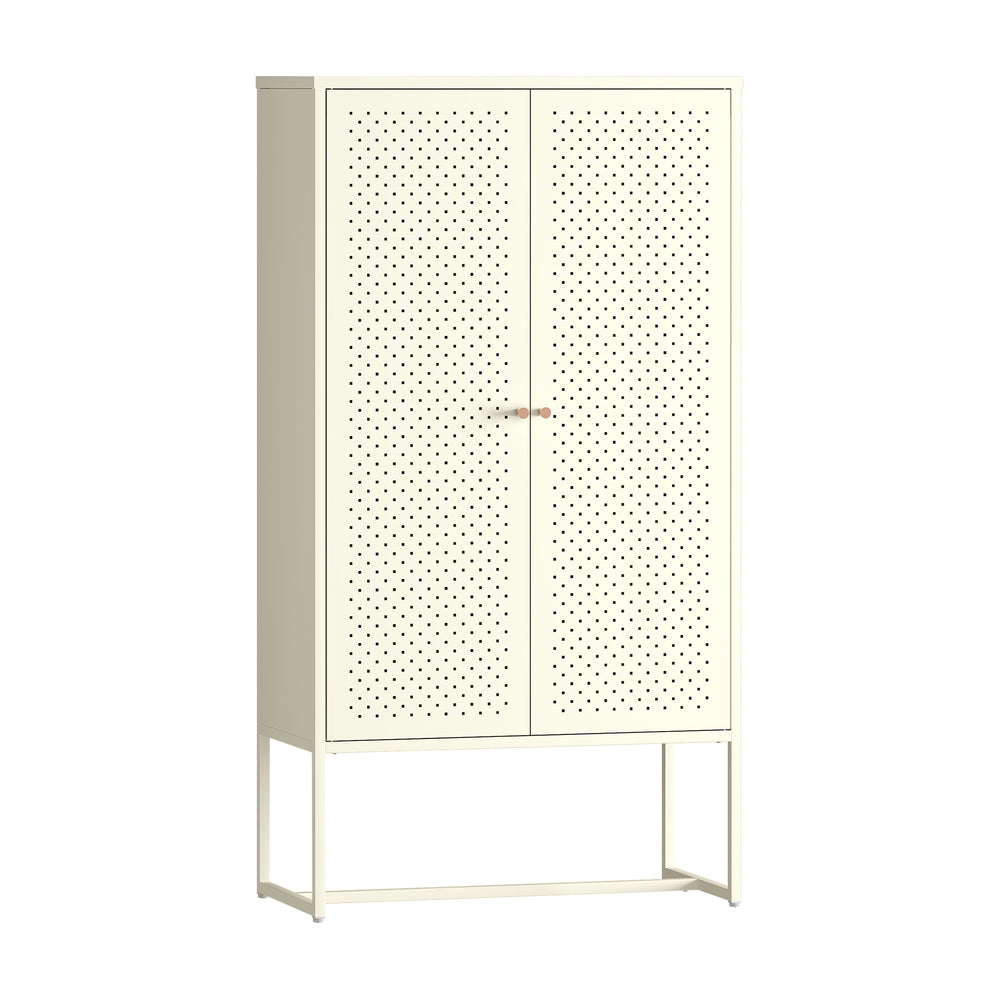 Tárolószekrény Viitasaari 150x80x40 cm acél krémfehér [en.casa]