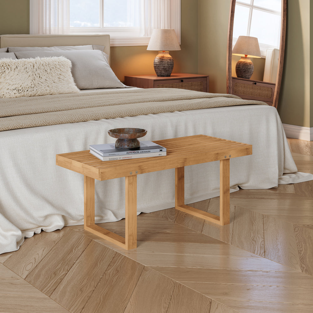 Pad Aarela 91x41x38 cm bambusz [en.casa]