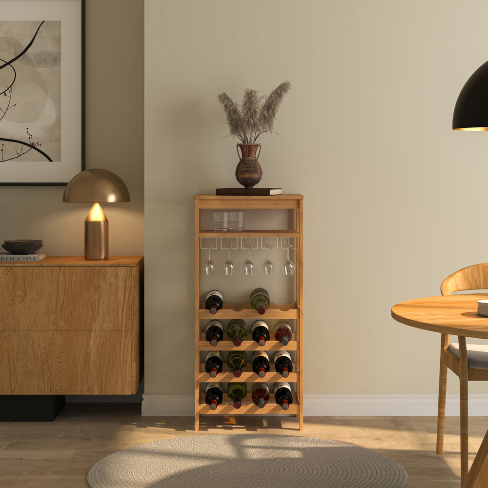 Borospolc Fillby 100x47x29 cm Bambusz Természetes [en.casa]