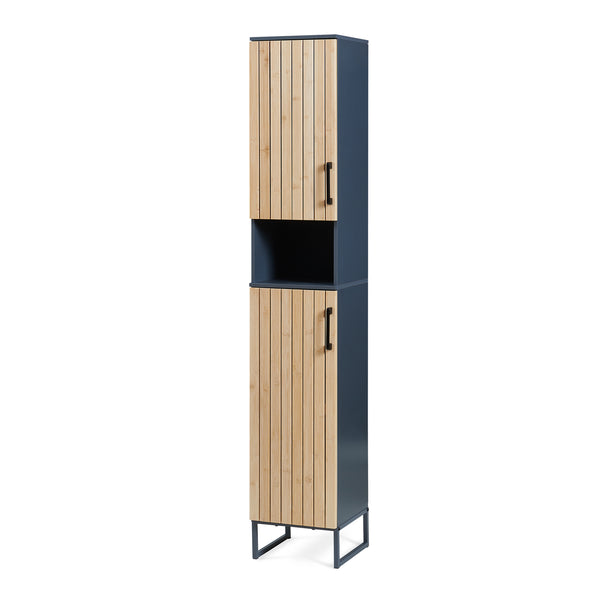 Fürdőszobai magas szekrény Svanes 170x30x30 cm sötétszürke/natúr [en.casa]
