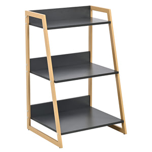 Lépcsős polcos állvány Kuomi 84x53x47 cm bézs/sötétszürke [en.casa]