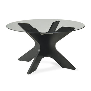 Couchtisch Imi üveg asztallappal Ø70x35 cm fekete/szürke [en.casa]