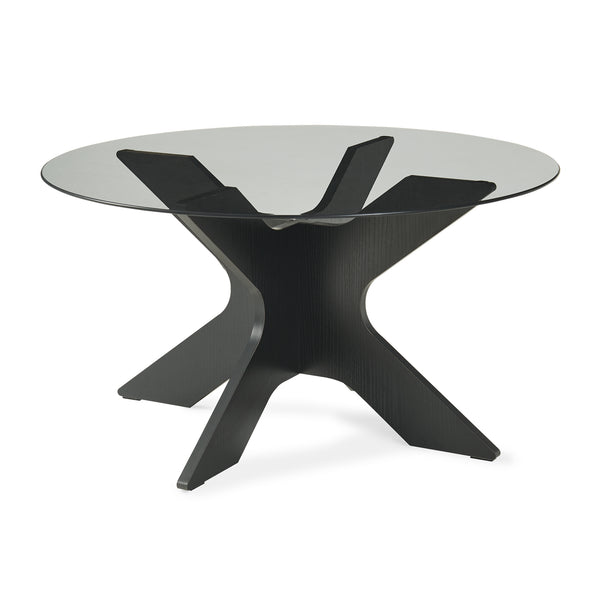 Couchtisch Imi üveg asztallappal Ø70x35 cm fekete/szürke [en.casa]
