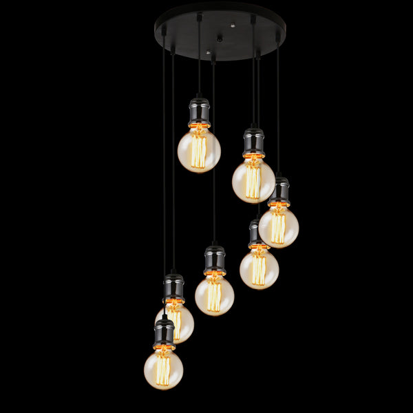 [lux.pro] Függőlámpa vintage design állítható függeszték Las Vegas 25cm - 85cm mennyezeti lámpa fekete