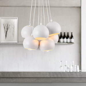 [lux.pro]® Függőlámpa design függeszték Málta 7 lámpabúrával 120cm x Ø12 x 11 cm mennyezeti lámpa fehér