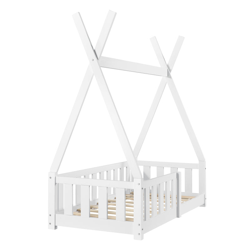 Méretrajz Tipi gyerekágy Helsingborg 70x140 cm fehér [en.casa]