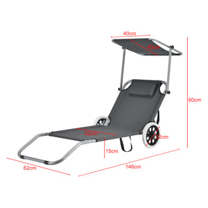 Napozóágy napellenzővel és görgőkkel két darabos szett sötétszürke [casa.pro]