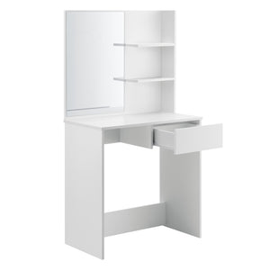 Fésülködő asztal Rustenburg tükörrel polcokkal és fiókkal fehér [en.casa]