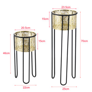Növénytartó Modave 2db-os szett különböző méretű hajtűlábbal fekete-arany [en.casa]