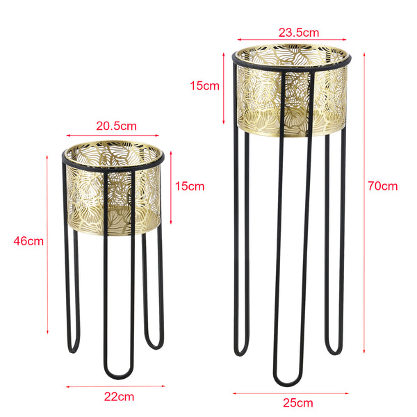 Növénytartó Modave 2db-os szett különböző méretű hajtűlábbal fekete-arany [en.casa]
