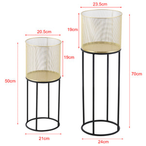 Növénytartó Manhay 2db-os szett különböző méretű fém fekete-arany [en.casa]