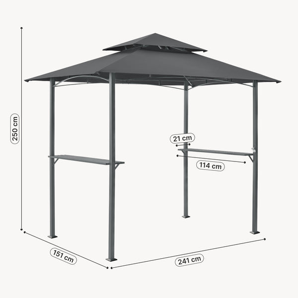 Grillpavilon Parga BBQ 250 x 241 x 151 cm sötétszürke [en.casa]