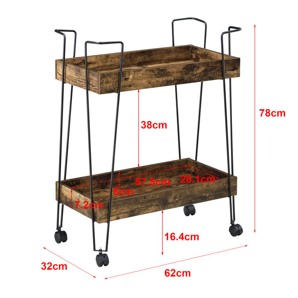 Konyhai zsúrkocsi Vaxholm 78 x 62 x 32 cm fa-hatású sötét árnyalat [en.casa] 