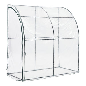 Falhoz helyezhető fóliasátor Juta 100x200x215 cm acél/PVC áttetsző [en.casa]