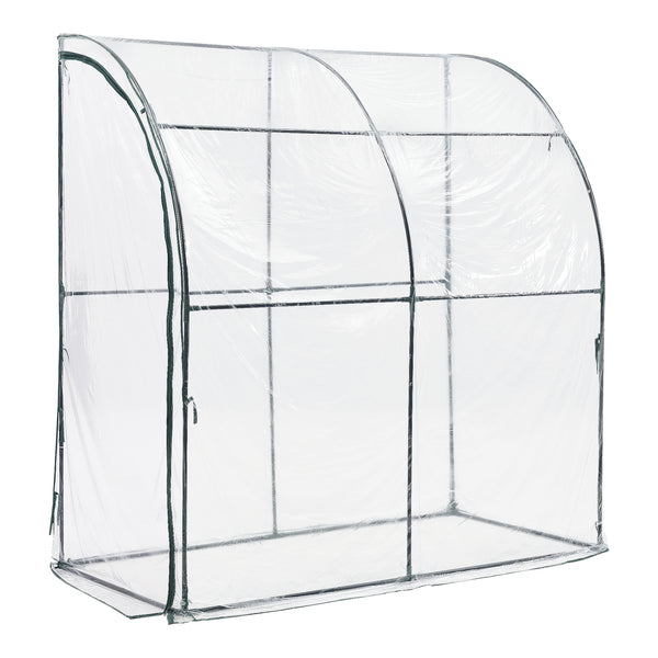 Falhoz helyezhető fóliasátor Juta 100x200x215 cm acél/PVC áttetsző [en.casa]