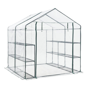 Fóliasátor Grünau 200 x 200 x 220 cm acél PVC fólia átlátszó [en.casa]