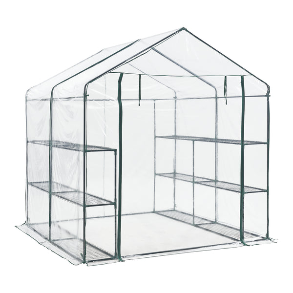 Fóliasátor Grünau 200 x 200 x 220 cm acél PVC fólia átlátszó [en.casa]