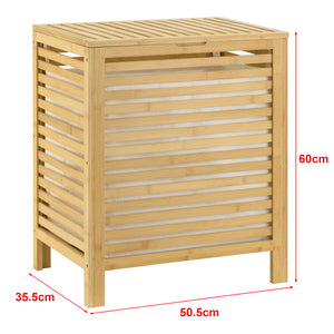 Szennyestartó bambusz kosár kivehető ruhás zsákkal Skövde kb.65 liter fa/bézs [en.casa]