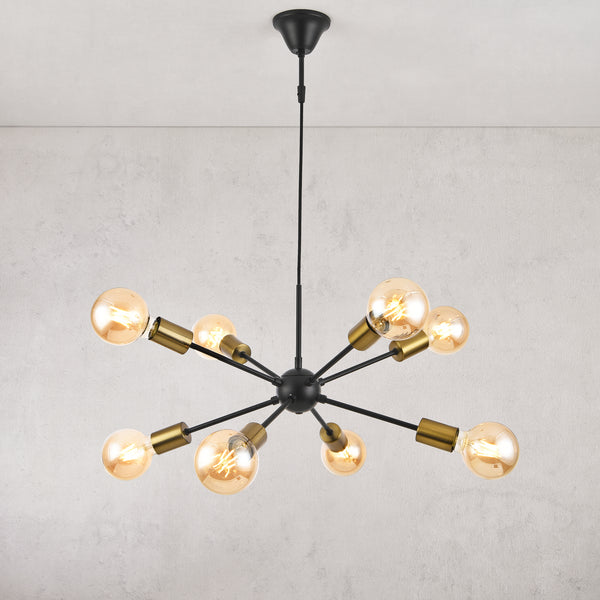 Modern függőlámpa Amiens 8 x E27 kb.150 cm fekete / sárgaréz [lux.pro]