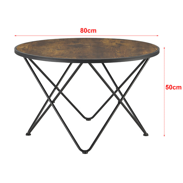 Dohányzóasztal Goskamark 80 x 50 cm acél/forgácslap fa-hatású, sötét árnyalat [en.casa]