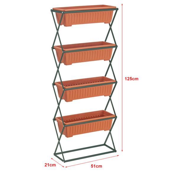 Függőleges virágtartó Veenendaal 51 x 21 x 125 cm sötétzöld/barna [en.casa]