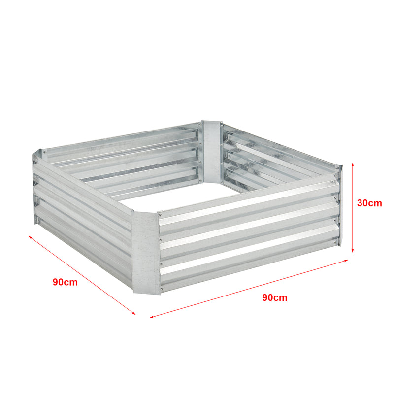 Méretrajz Virágágyás Barneveld 90 x 90 x 30 cm ezüst [en.casa]