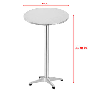 Bár- és bisztróasztal kerek Avesta 75 cm / 115 cm (állítható) ezüst [en.casa]