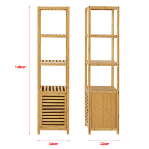 Bambusz szabadon álló polc szekrényajtóval és 4 polccal Liminka  [en.casa] 