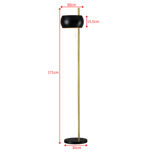 Állólámpa Luton 1 x E27 max. 60W 171 cm fém fekete/arany [lux.pro] 
