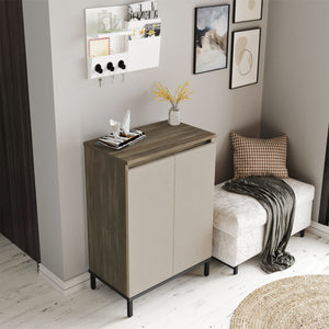 Lieksa cipősszekrény 3 polccal 85,5x60x35,5 cm szürke tölgy [en.casa]