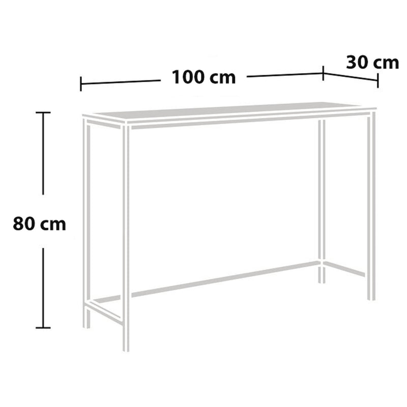 Méretrajz Konzolasztal Kronoby 80 x 100 x 30 cm Fekete/Fa hatás [en.casa] TR