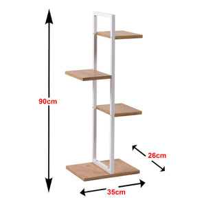 Növényállvány Blaabjerg fém 90x35x26cm fehér / diófa hatás [en.casa]