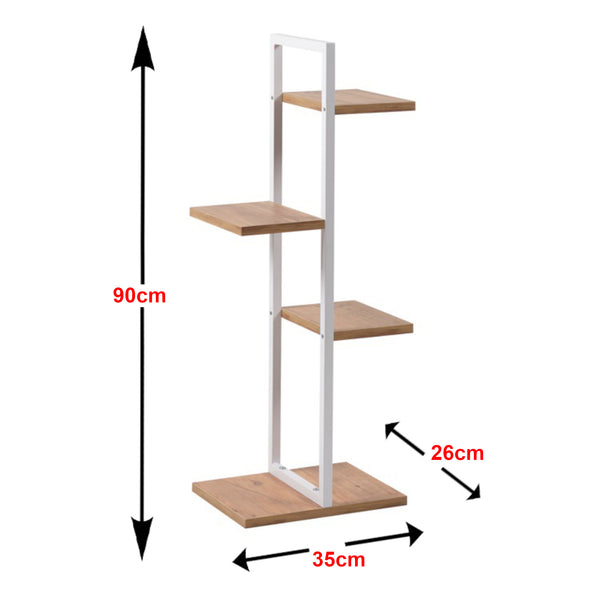 Növényállvány Blaabjerg fém 90x35x26cm fehér / diófa hatás [en.casa]