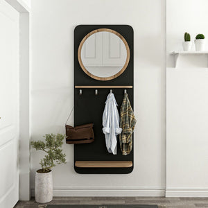Helsinge gardróbszekrény panel tükörrel 150x60x15 cm fekete [en.casa]